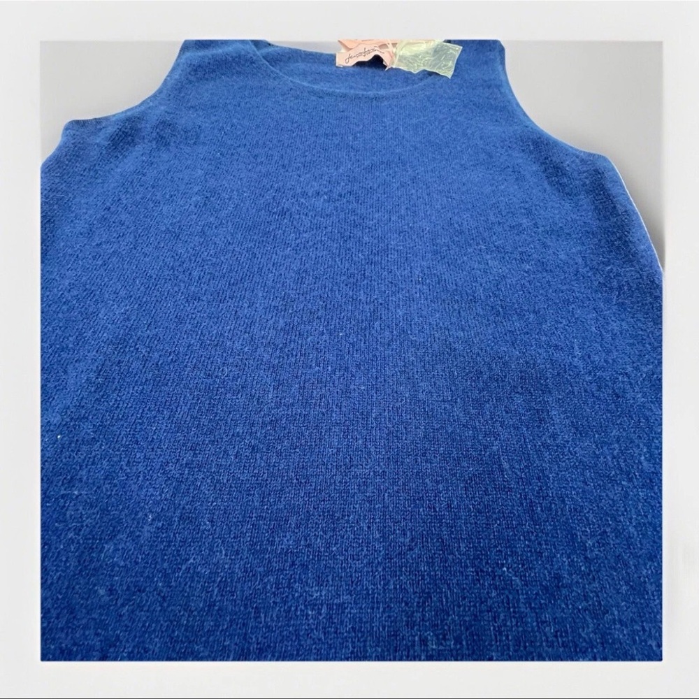Jennifer Tyler 100% Cashmere Knit Tank Top Women’s XS Couture Navy Blue NWT - Picture 6 of 14